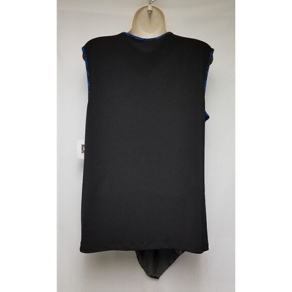 Women's ANNE KLEIN V-Neck Black and Blue Sleeveless Blouse Size 12 NWT - Picture 8 of 11